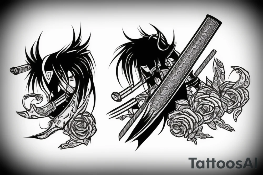 katana blade handle tattoo idea