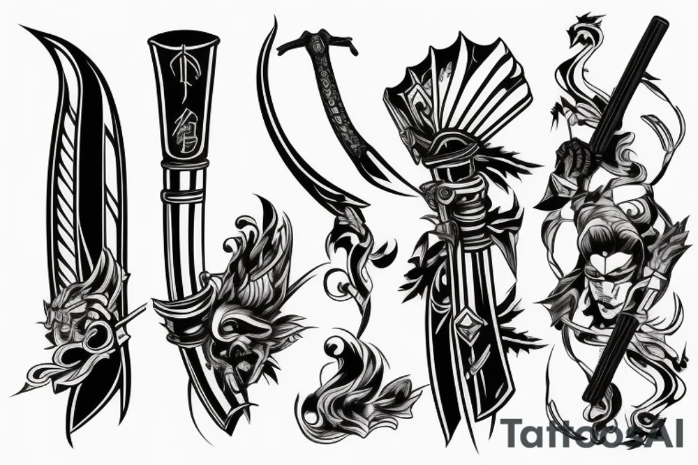 katana blade handle tattoo idea