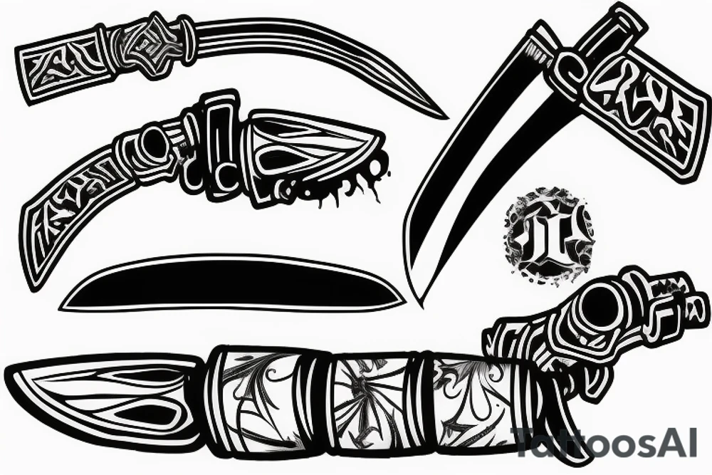 katana blade handle tattoo idea