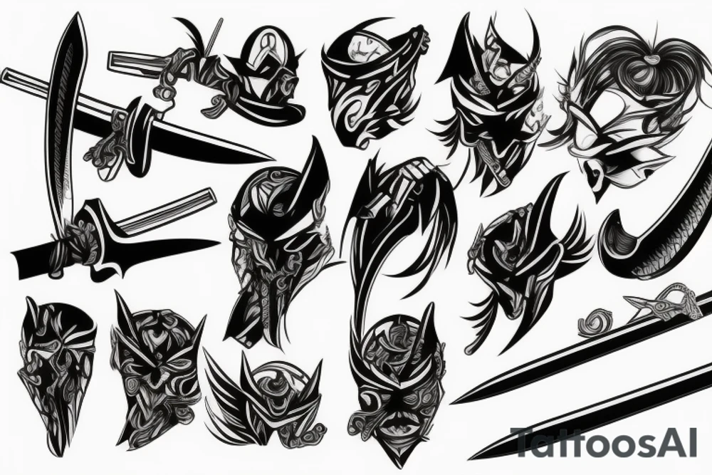 katana blade handle tattoo idea