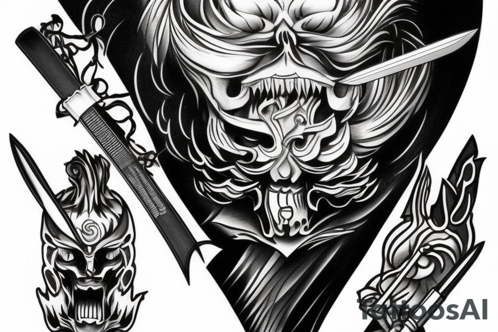 katana blade handle tattoo idea