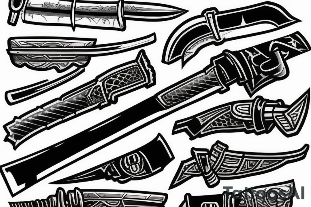 katana blade handle tattoo idea