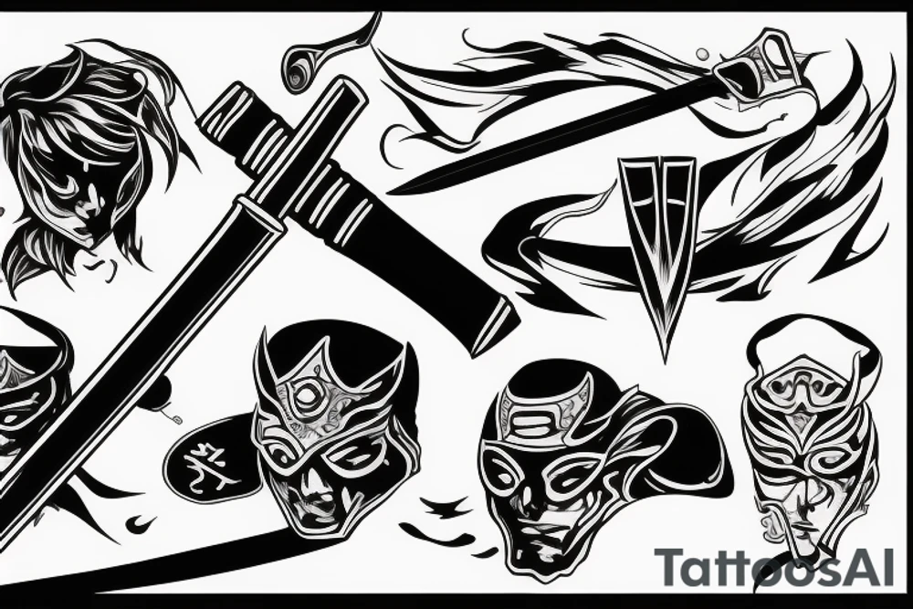 katana blade handle tattoo idea