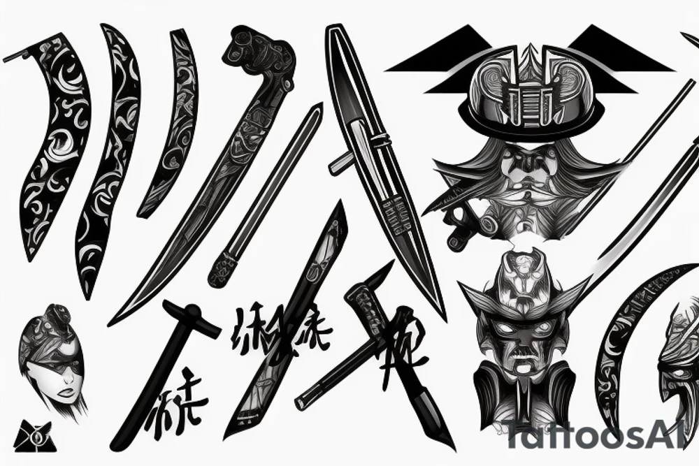 katana blade handle tattoo idea