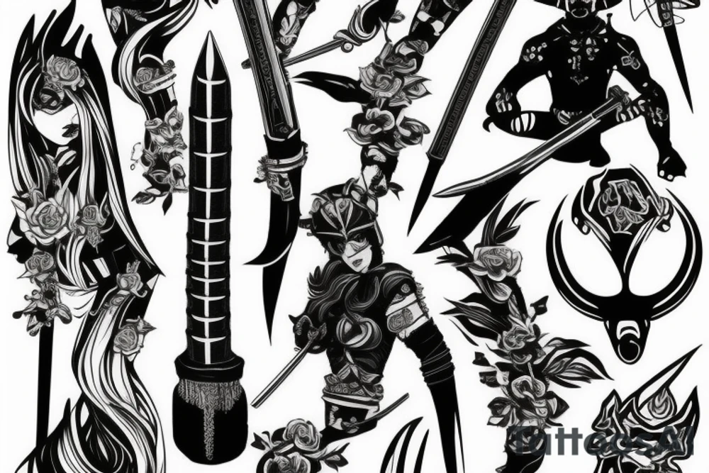 katana blade tattoo idea