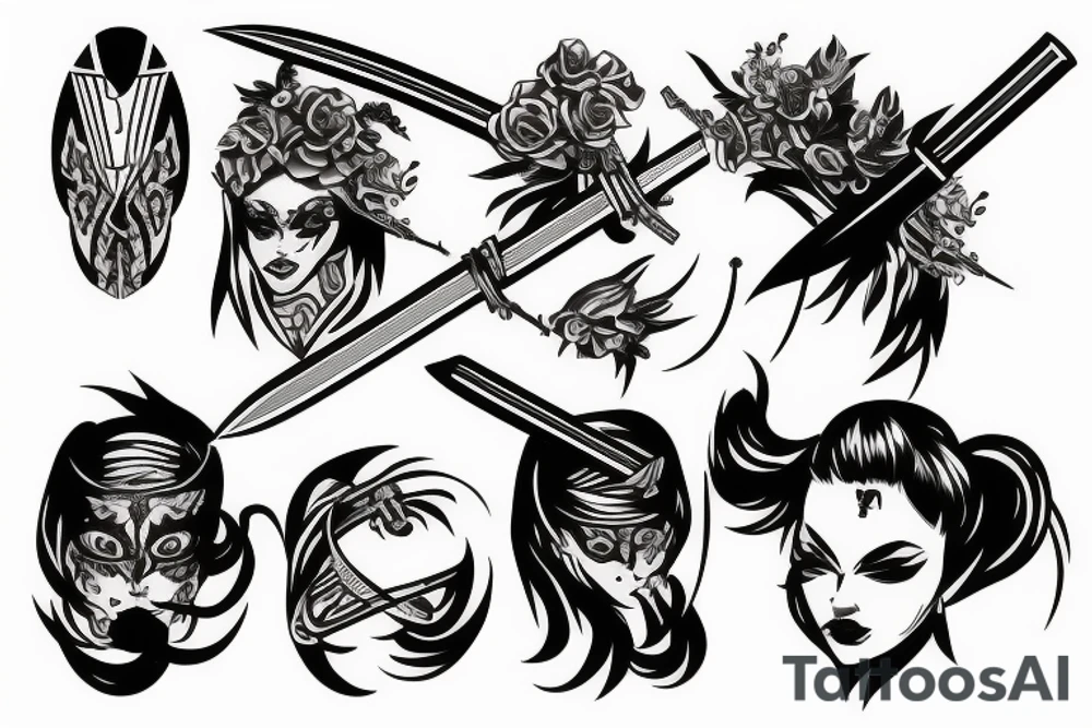 katana blade tattoo idea