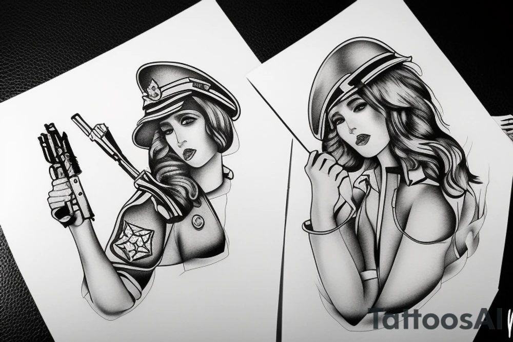 russian military girl tattoo idea