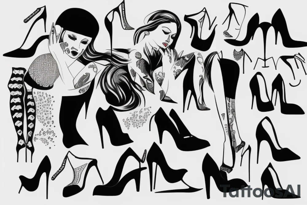 high heels girl tattoo idea