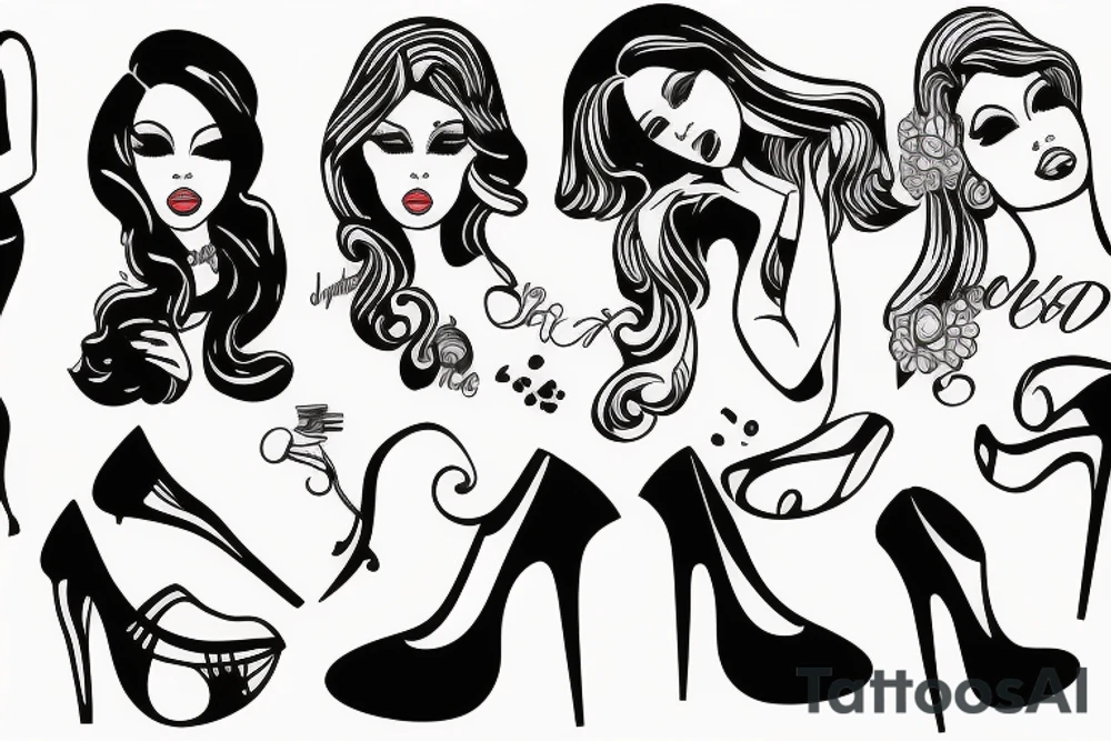 high heels girl tattoo idea