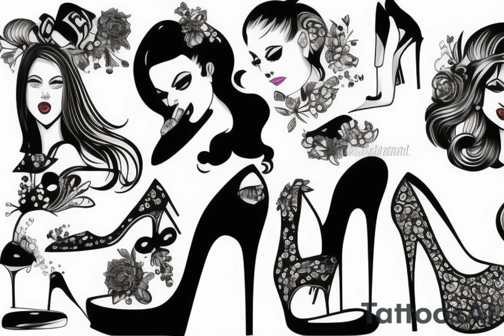 high heels girl tattoo idea