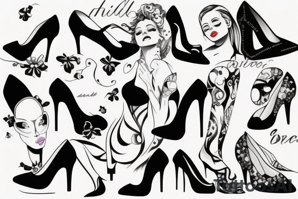 high heels girl tattoo idea