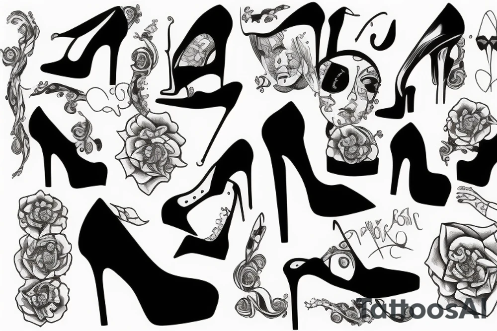 girl in high heels tattoo idea