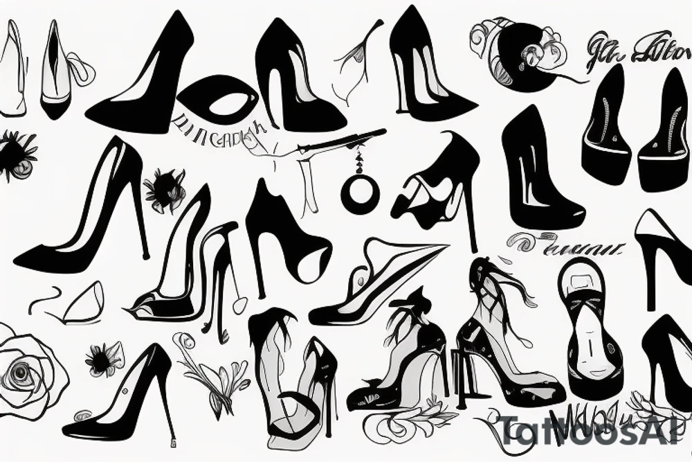 girl in high heels tattoo idea