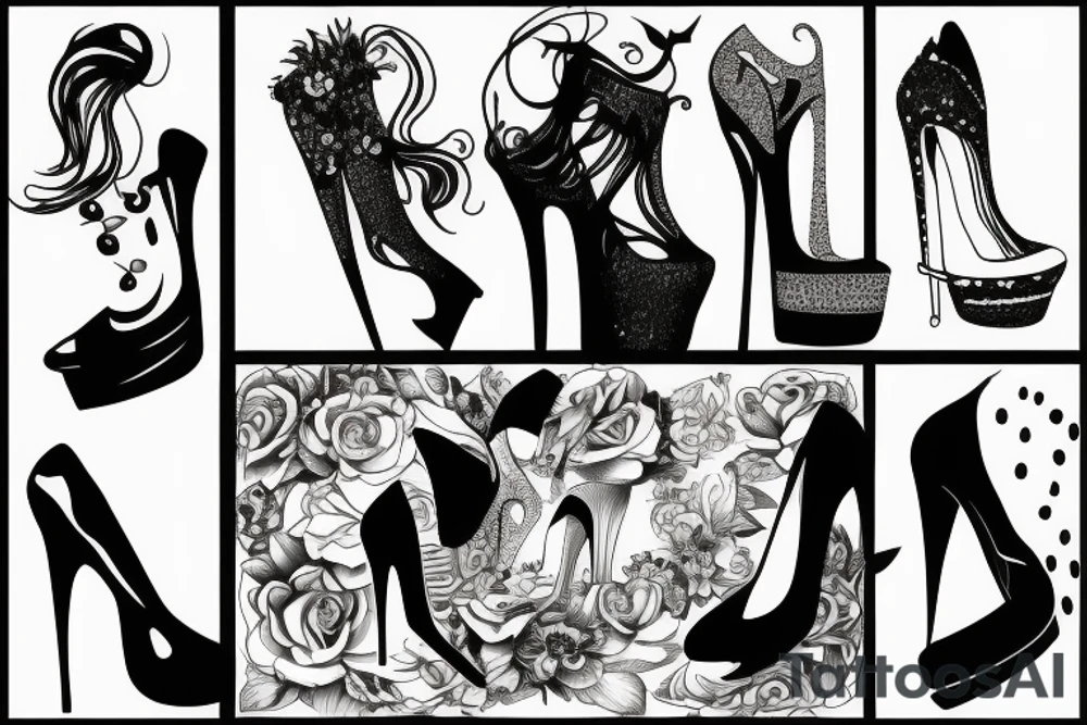 girl in high heels tattoo idea