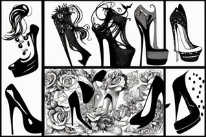 girl in high heels tattoo idea