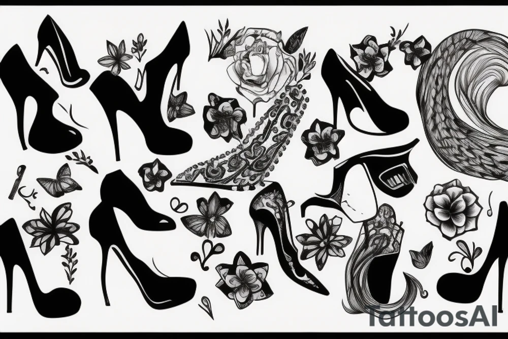 girl in high heels tattoo idea