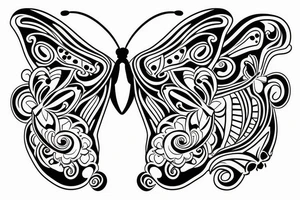 butterfly symmetrical girl tattoo idea