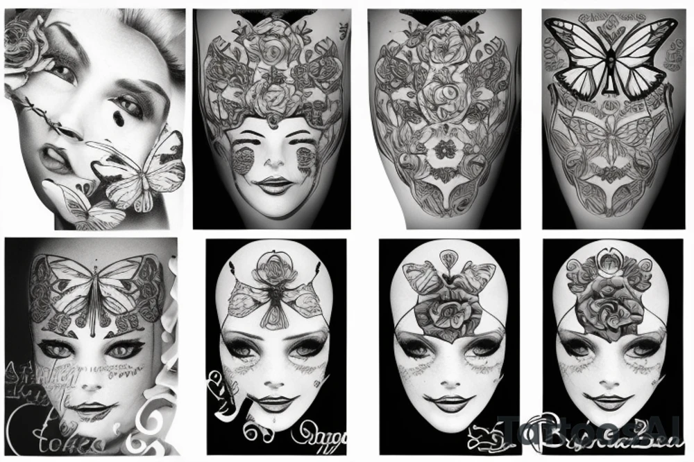 butterfly symmetrical girl tattoo idea