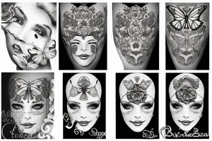 butterfly symmetrical girl tattoo idea