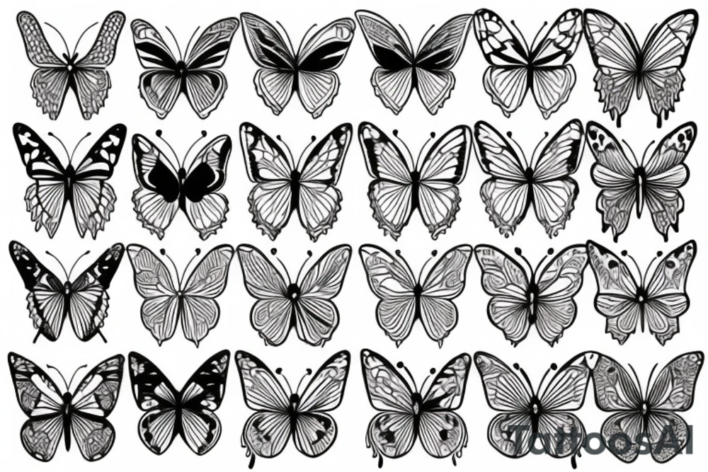 butterfly symmetrical girl tattoo idea