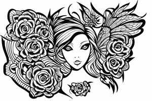 butterfly symmetrical girl tattoo idea