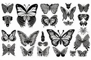 butterfly symmetrical girl tattoo idea