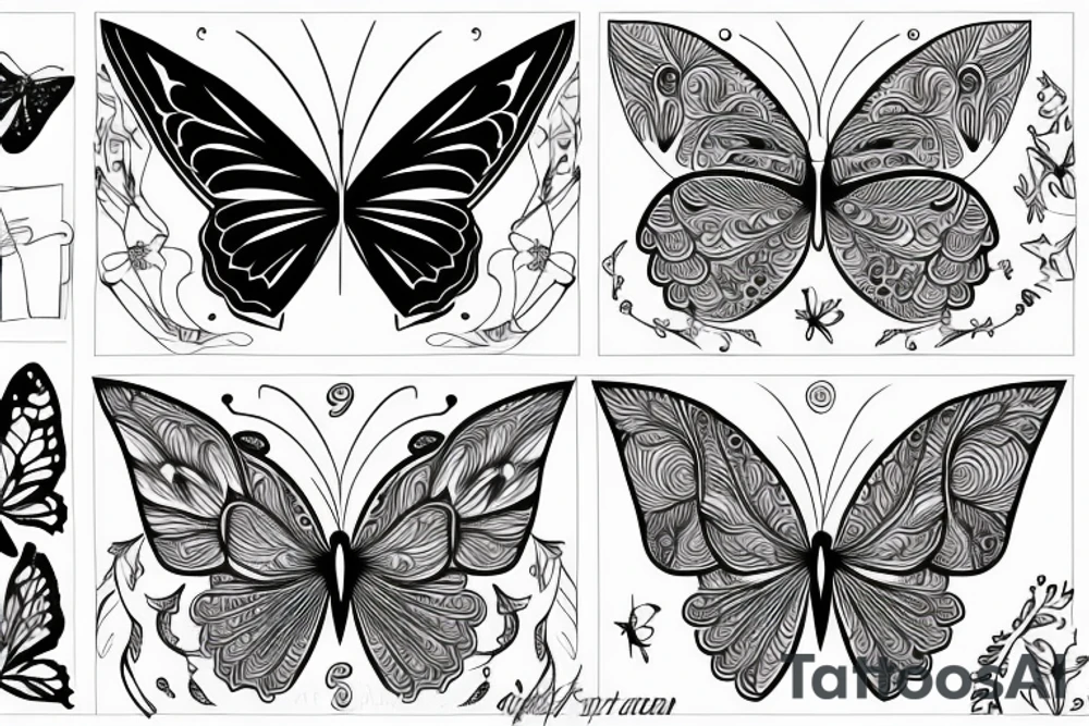 butterfly symmetrical girl tattoo idea