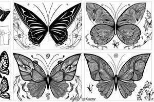 butterfly symmetrical girl tattoo idea
