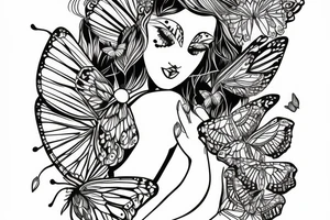 butterfly symmetrical girl tattoo idea