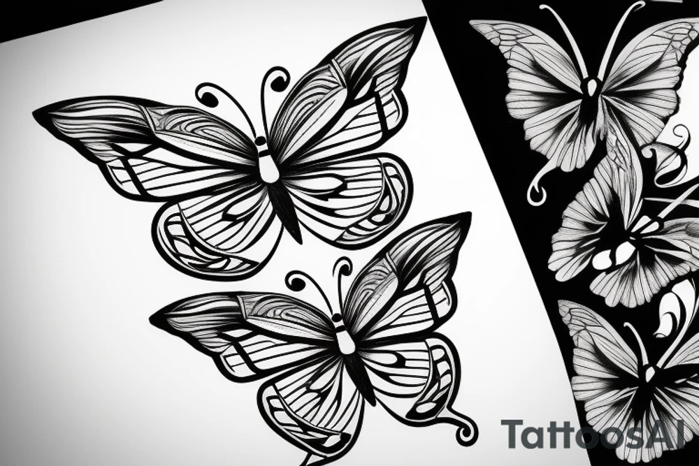 butterfly symmetrical girl tattoo idea