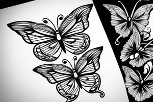 butterfly symmetrical girl tattoo idea