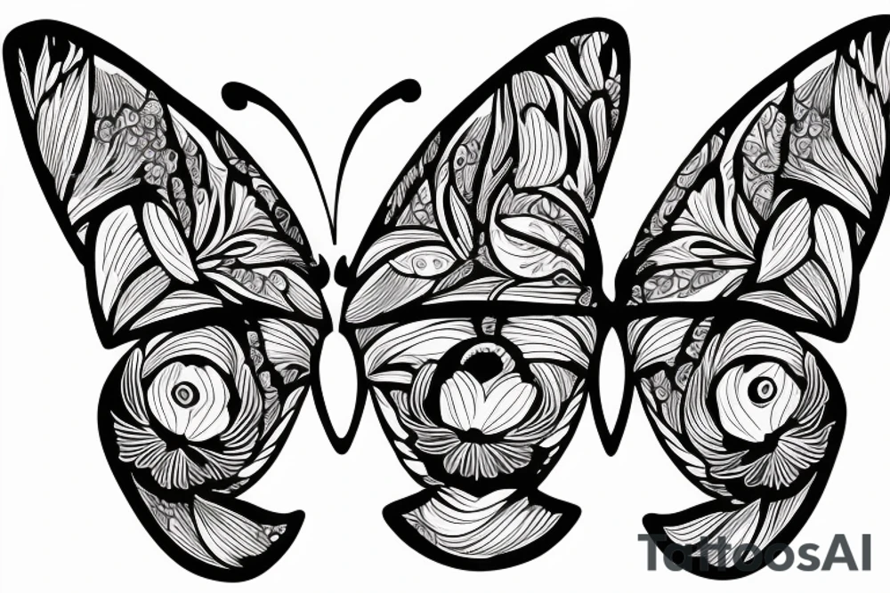 butterfly symmetrical girl tattoo idea