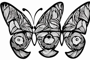 butterfly symmetrical girl tattoo idea