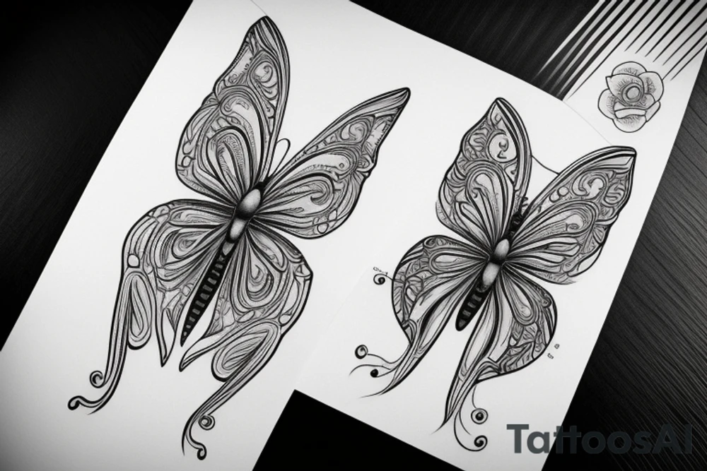 butterfly symmetrical girl tattoo idea