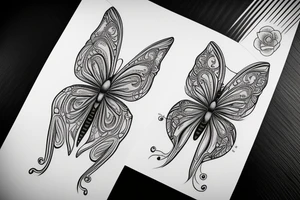 butterfly symmetrical girl tattoo idea