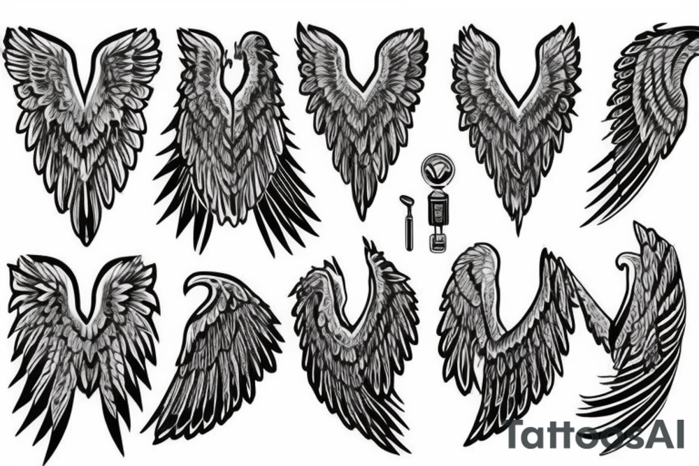 wings symmetrical girl tattoo idea