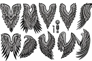 wings symmetrical girl tattoo idea