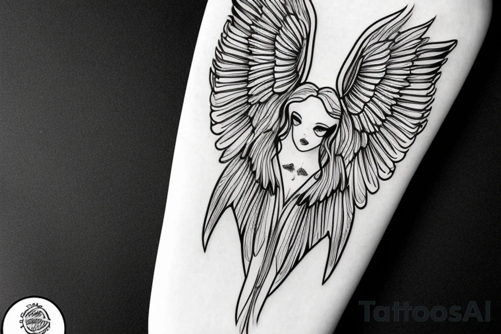 wings symmetrical girl tattoo idea