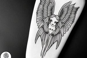 wings symmetrical girl tattoo idea