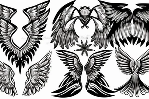 wings symmetrical girl tattoo idea