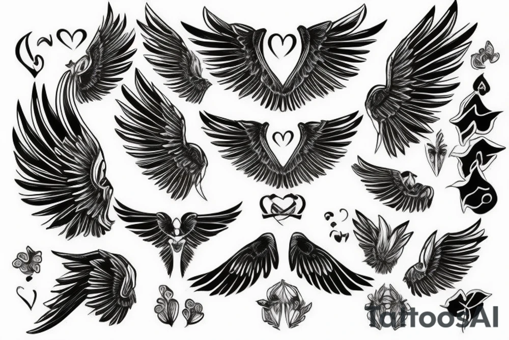 wings symmetrical girl tattoo idea