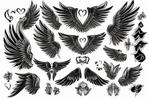 wings symmetrical girl tattoo idea