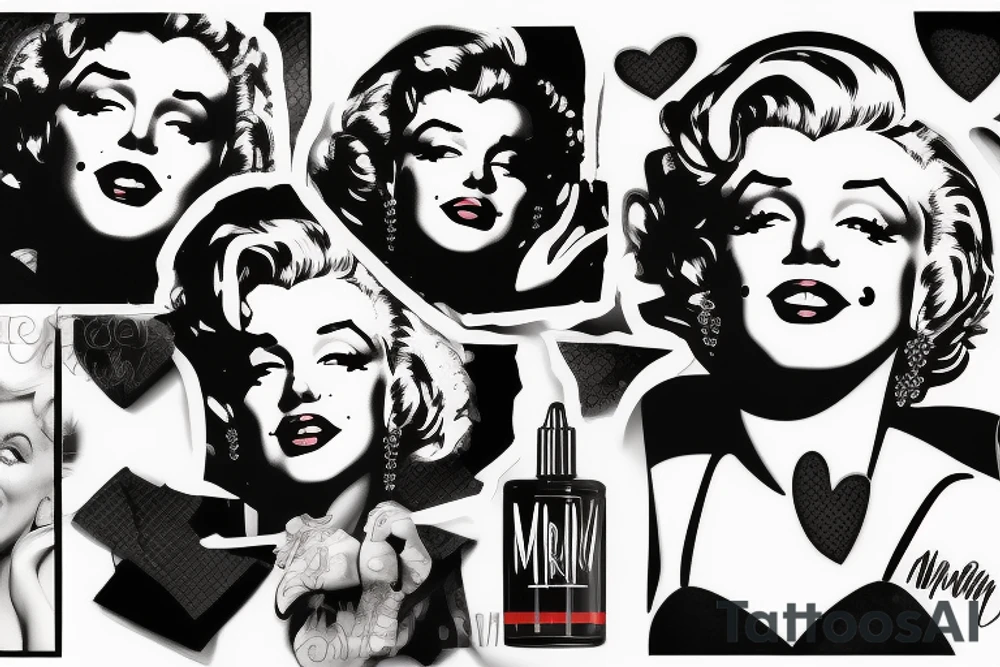 marilyn monroe face blackbackground tattoo idea