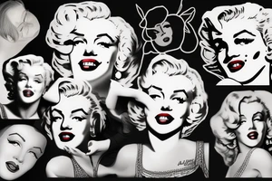 marilyn monroe face on blackbackground tattoo idea