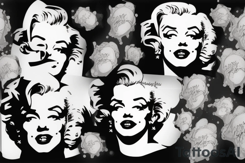 marilyn monroe face on blackbackground tattoo idea