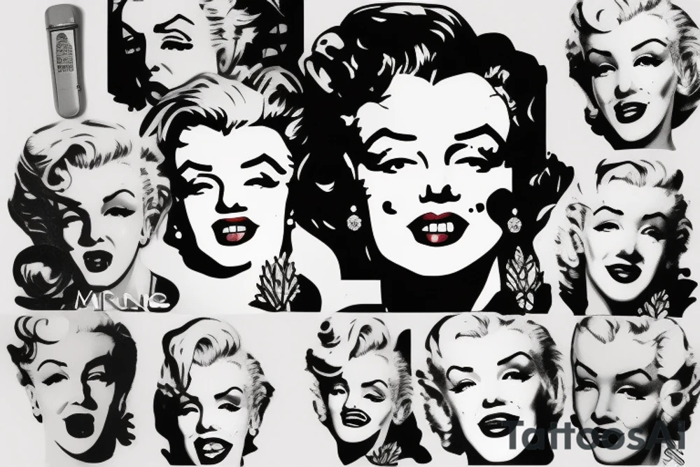 marilyn monroe face on blackbackground tattoo idea