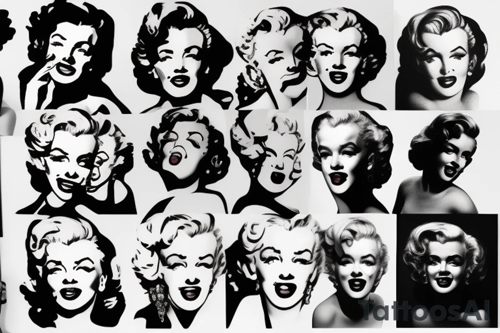 marilyn monroe face on blackbackground tattoo idea
