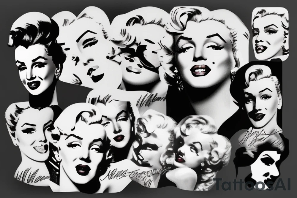 marilyn monroe face on blackbackground tattoo idea