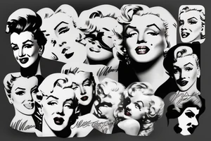 marilyn monroe face on blackbackground tattoo idea