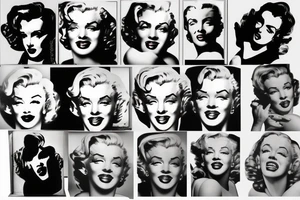 marilyn monroe face on blackbackground tattoo idea